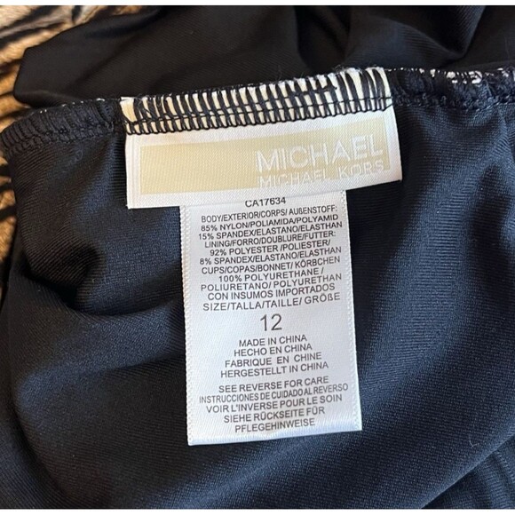 Michael Michael Kors Size 12 Animal Print Halter Ruched One Piece Swimsuit Logo - Picture 8 of 10